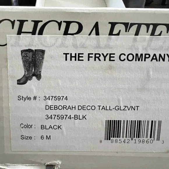 Frye Deborah Deco Tall Studded Boots Size 6 Grey Leather